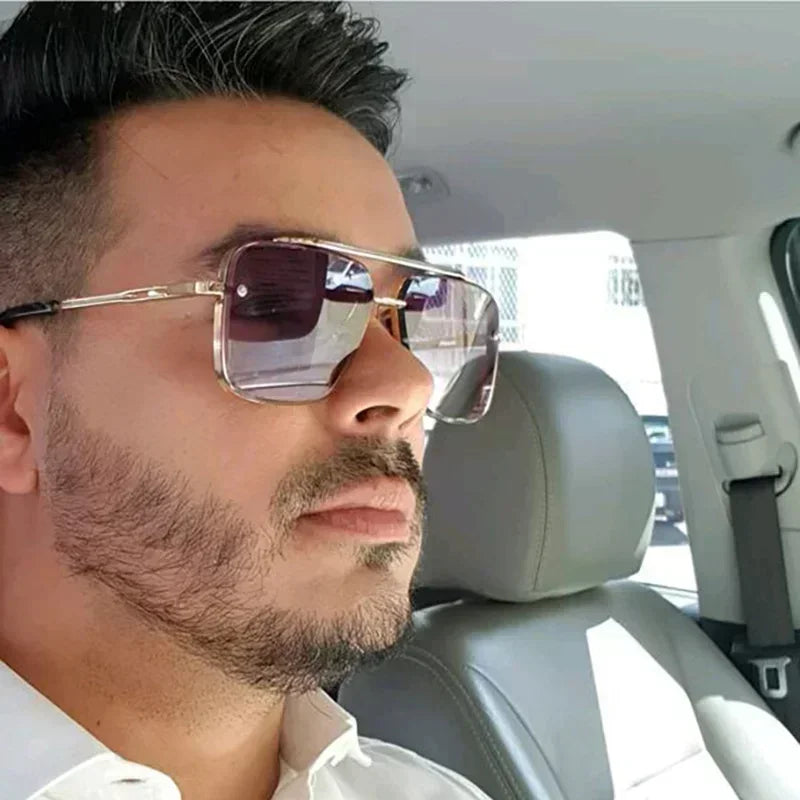 Elegante Aviator-Sonnenbrille für Männer in modernem, quadratischem Design
