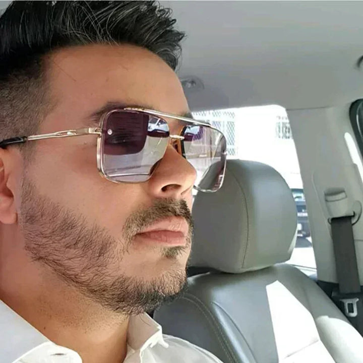 Elegante Aviator-Sonnenbrille für Männer in modernem, quadratischem Design