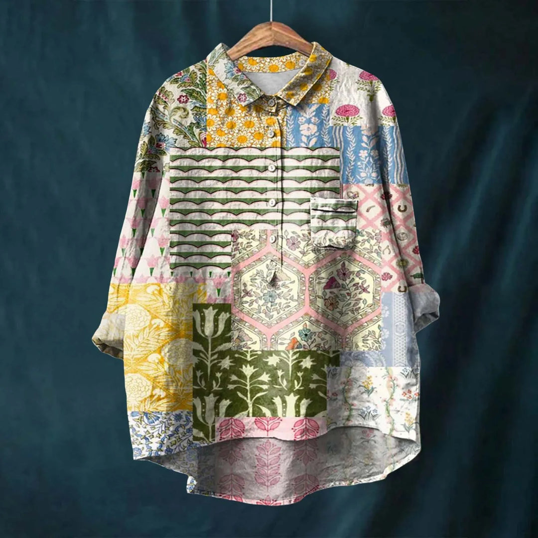 Elegantes Damen-T-Shirt mit 3/4-Ärmeln und modernem Druck