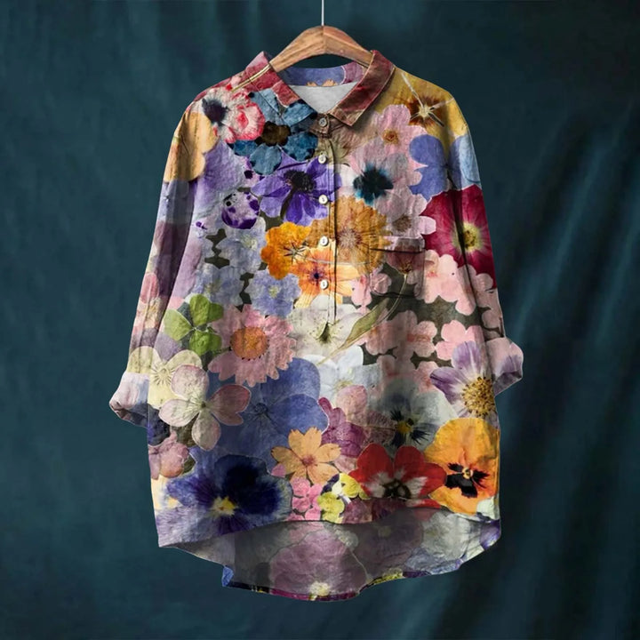 Stylisches Oversized-Damenshirt mit Blumenmuster - elegant und bequem für jede Gelegenheit