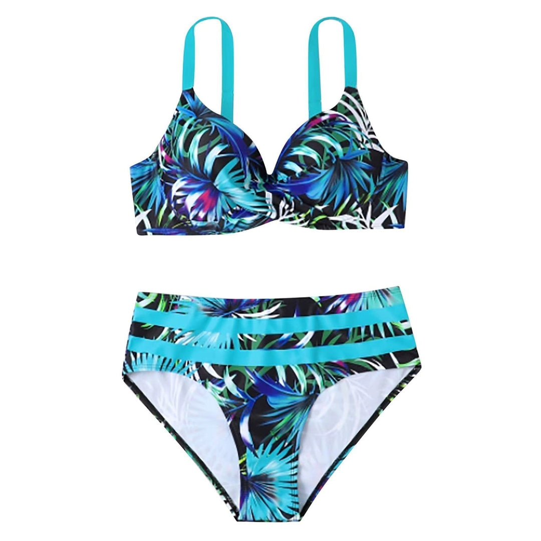 Fina | Stijlvolle High-Waist Bikini Set met Levendige Tropische Print für ein trendiges Strandoutfit