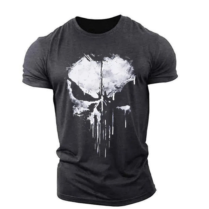 Elegantes Herren-T-Shirt mit auffälligem Totenkopf-Motiv