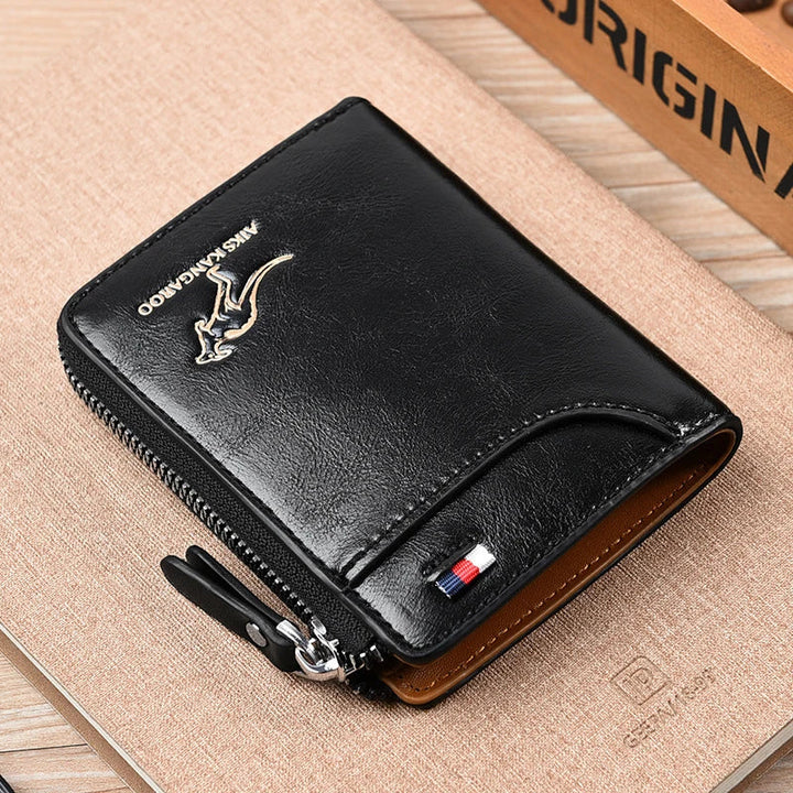 Elegante Herrengeldbörse mit RFID-Schutz, hergestellt aus luxuriösem Leder und mit einem sicheren Reißverschluss versehen