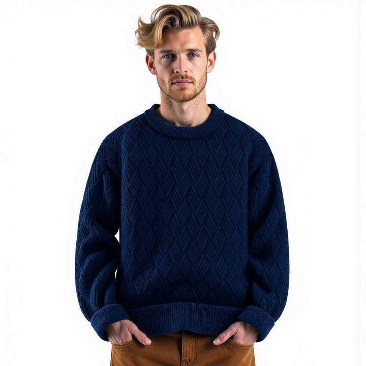 Herren-Wollpullover mit elegantem Twill - klassischer Stil und unübertroffene Wärme