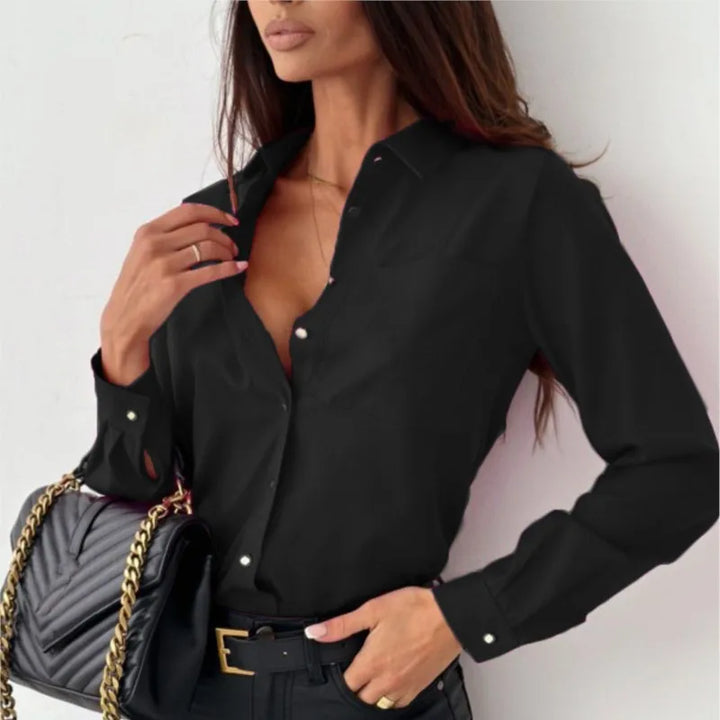 Elegantes Damen-Button-Down-Shirt mit spitzem Ausschnitt - der perfekte Stil und klassische Look