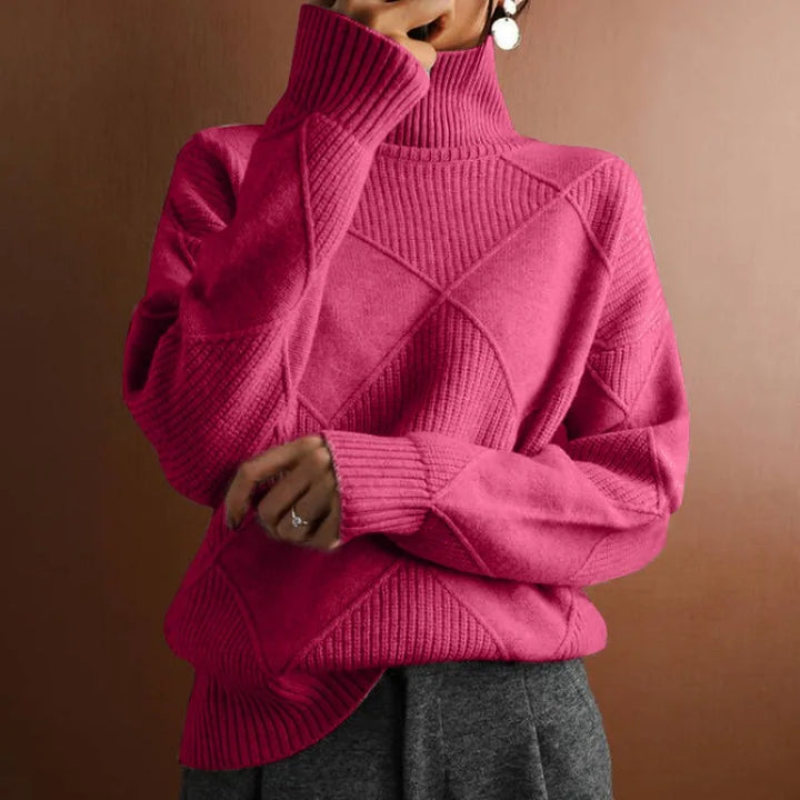 Klassischer Damenpulli mit elegantem hohen Kragen für einen einzigartigen Stil