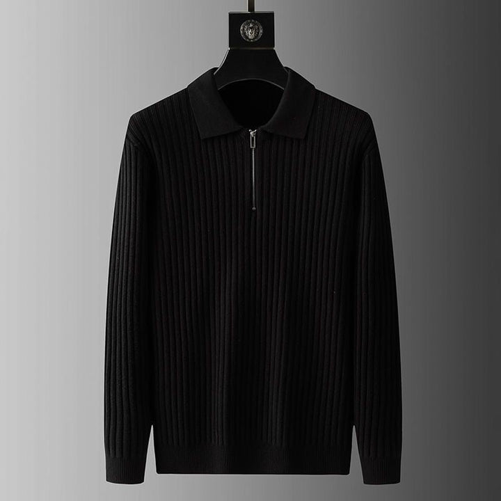 Ekskluzywny męski sweter z eleganckim kołnierzykiem polo – niezwykle miękki i komfortowy na każdą okazję