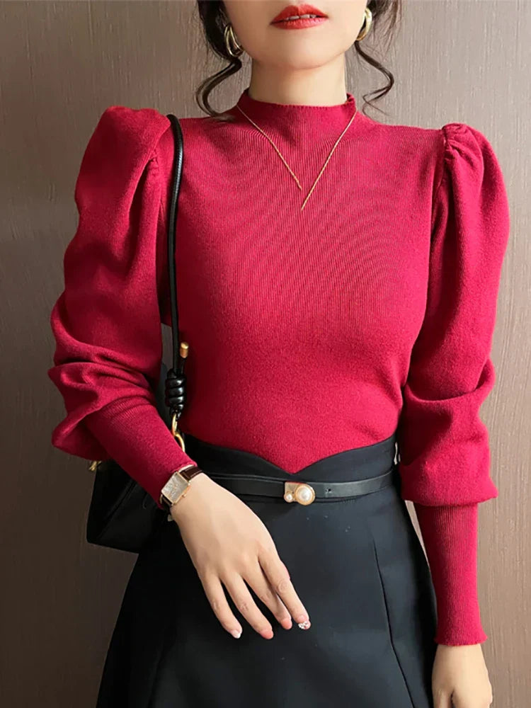 Raffinierte Damenbluse mit Rundhalsausschnitt und Puffärmeln - bringen Sie Eleganz in Ihren Stil