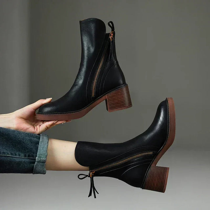 Botki Laura™ wykonane z wysokiej jakości skóry z eleganckim obcasem – stylowy i komfortowy dodatek do Twojej garderoby