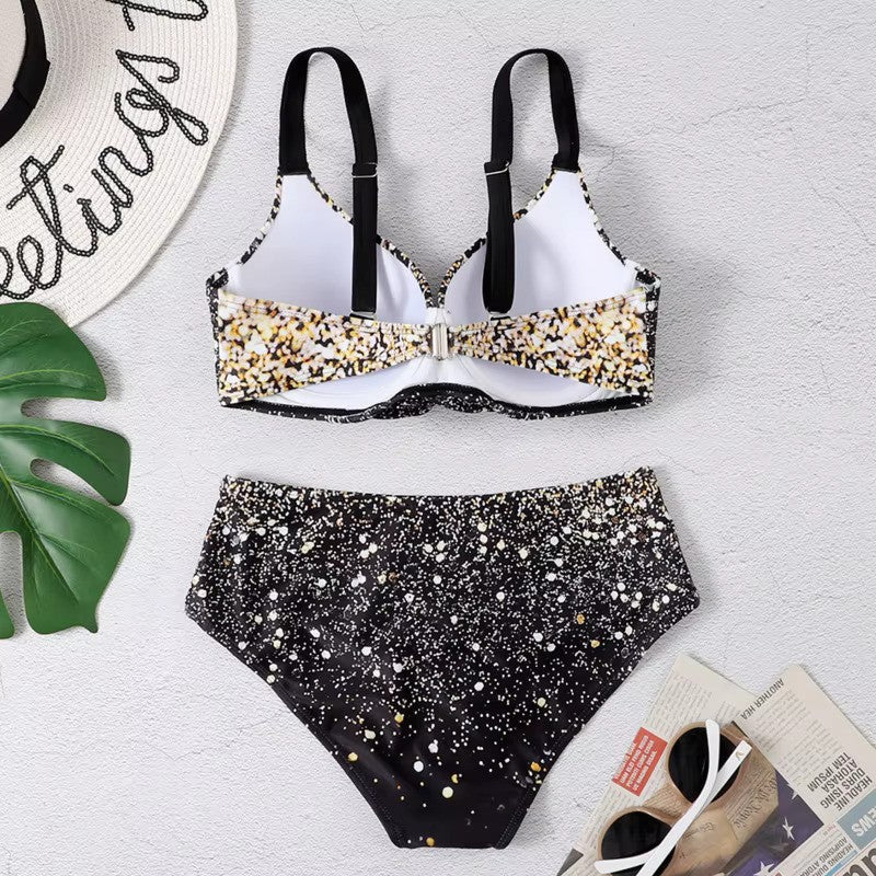Fina | Stijlvolle High-Waist Bikini Set met Levendige Tropische Print für ein trendiges Strandoutfit