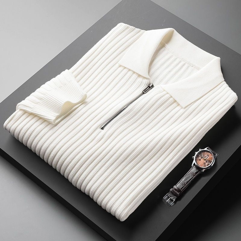 Ekskluzywny męski sweter z eleganckim kołnierzykiem polo – niezwykle miękki i komfortowy na każdą okazję