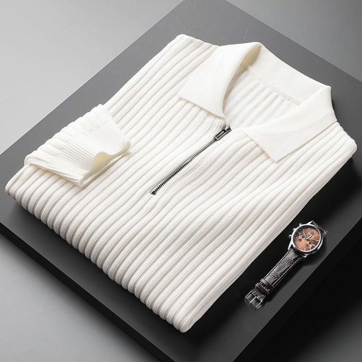 Ekskluzywny męski sweter z eleganckim kołnierzykiem polo – niezwykle miękki i komfortowy na każdą okazję