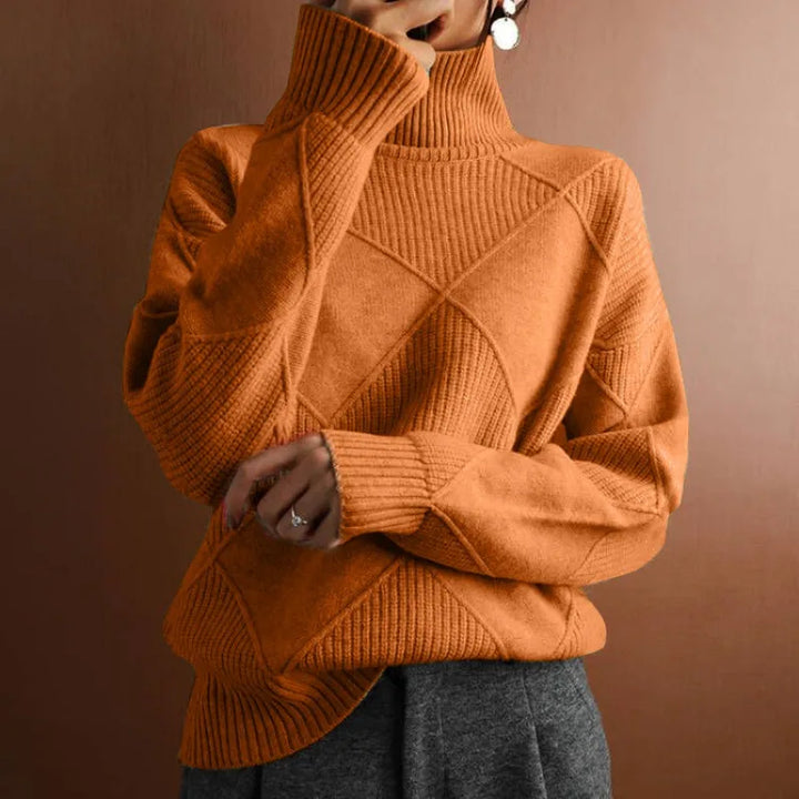 Klassischer Damenpulli mit elegantem hohen Kragen für einen einzigartigen Stil