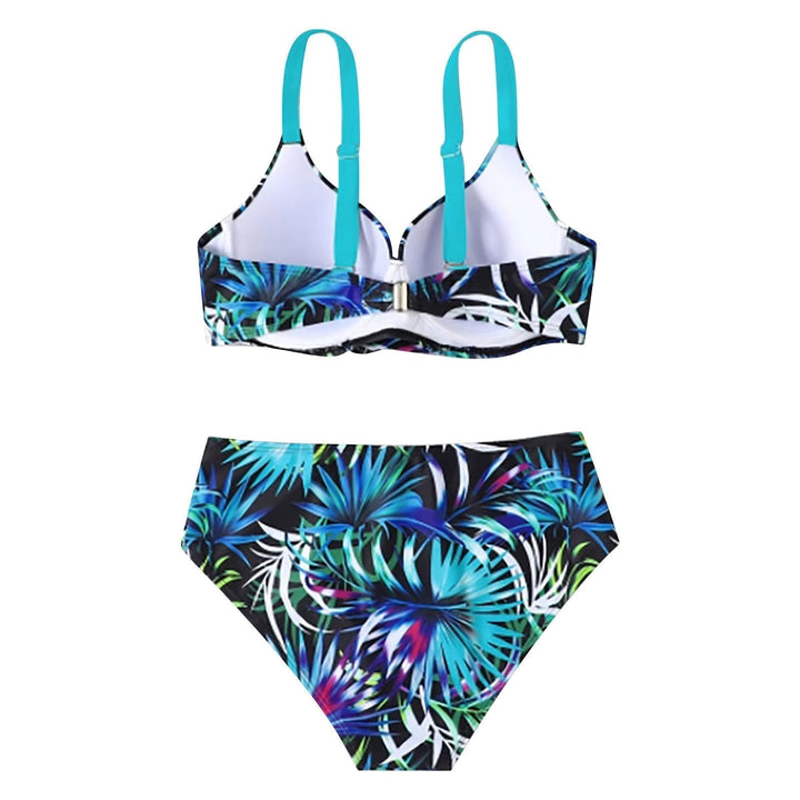 Fina | Stijlvolle High-Waist Bikini Set met Levendige Tropische Print für ein trendiges Strandoutfit