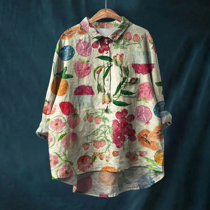 Elegantes Damen-T-Shirt mit 3/4-Ärmeln und modernem Druck