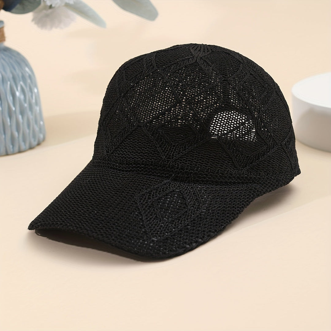 Malvina | Chique Gehaakte Mesh Cap met Luxueus Diamantpatroon voor een Stijlvolle Look