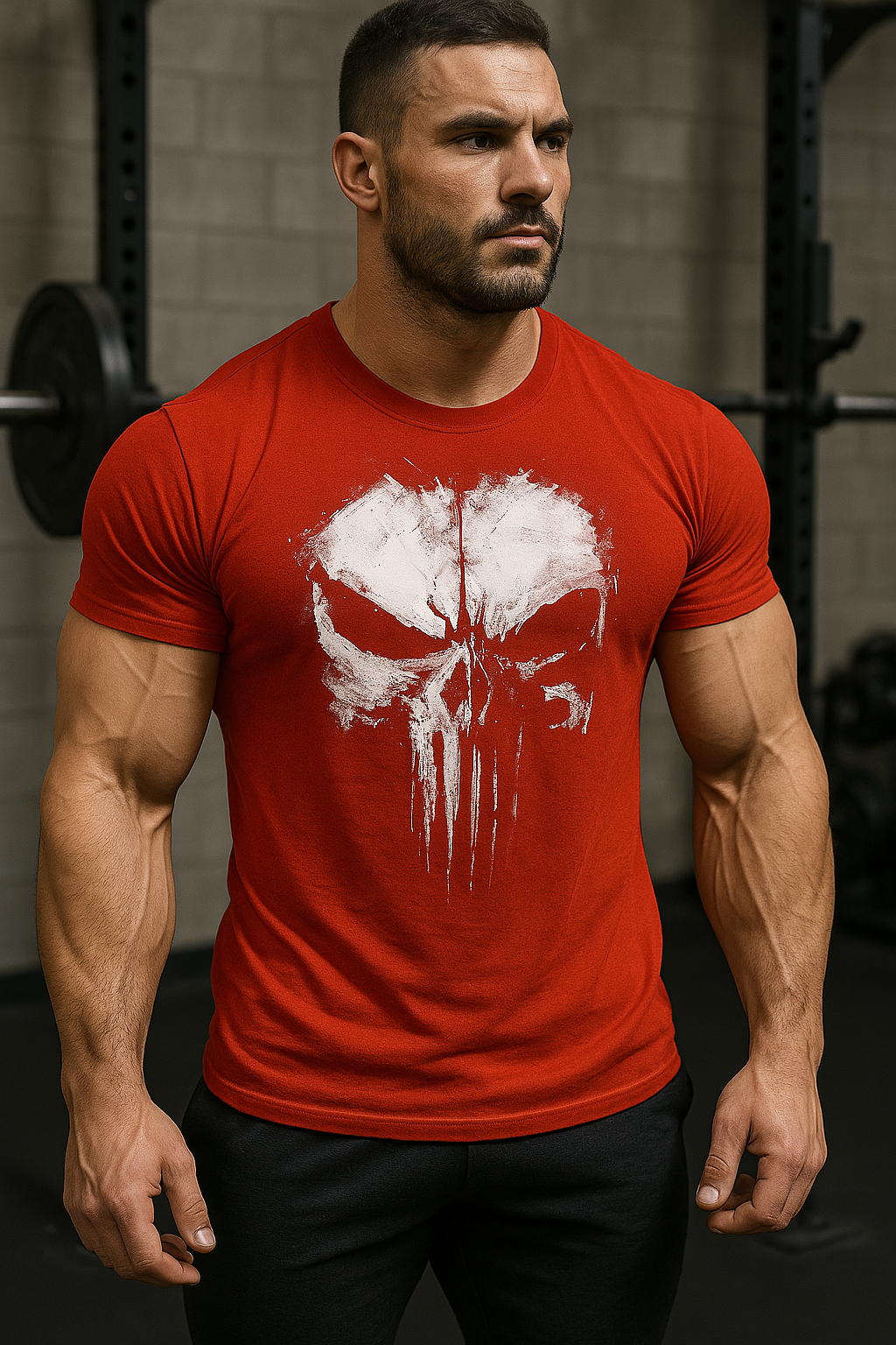 Elegantes Herren-T-Shirt mit auffälligem Totenkopf-Motiv