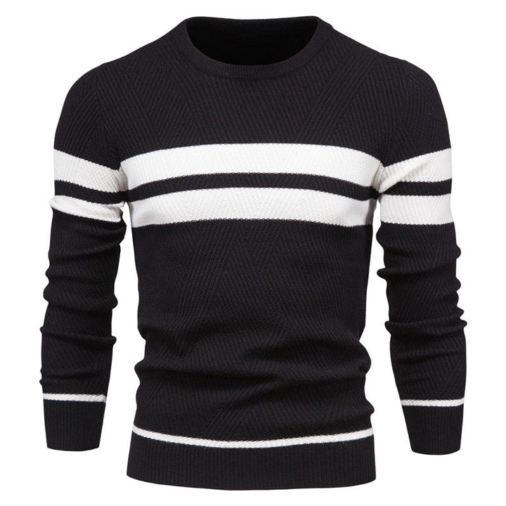 Modischer gestreifter Herren-Rundhalspullover - ein modernes und elegantes Alltags-Accessoire