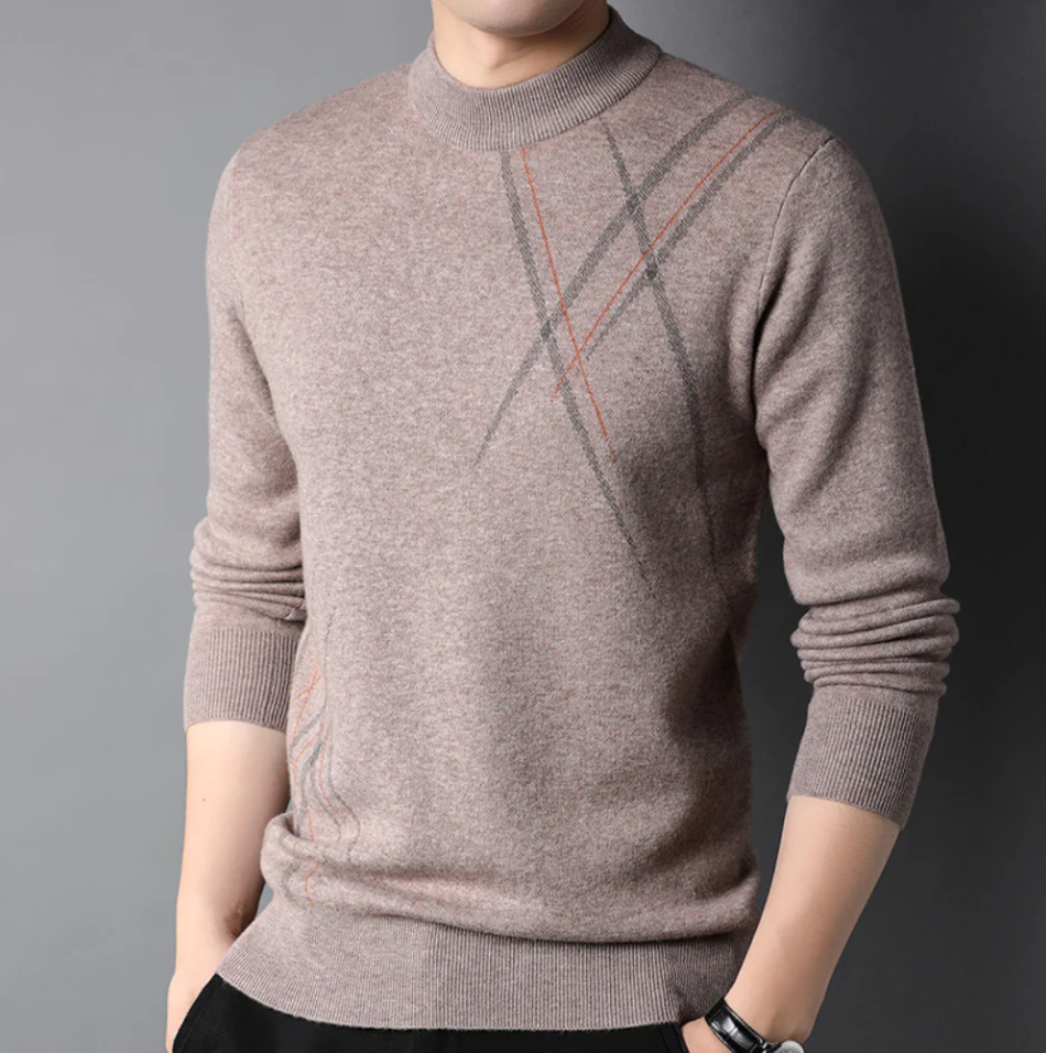 Stilvoller und eleganter Herrenpullover mit Rundhalsausschnitt aus hochwertigen Materialien