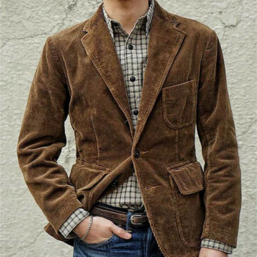 Modische Herren-Cordjacke mit funktionellen Fronttaschen