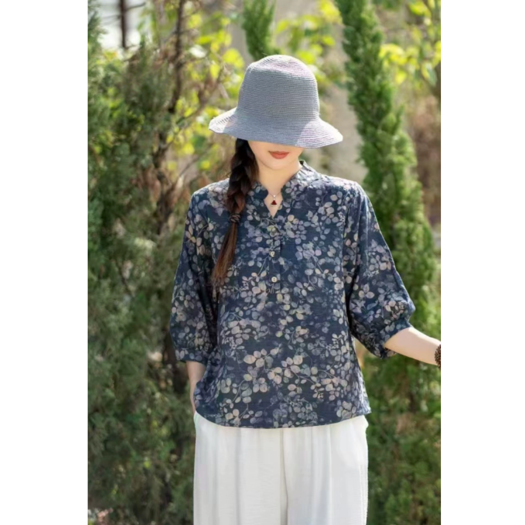 Die stilvolle Retro-Blumenbluse mit Knopfleiste für Damen wird Ihren einzigartigen Look unterstreichen