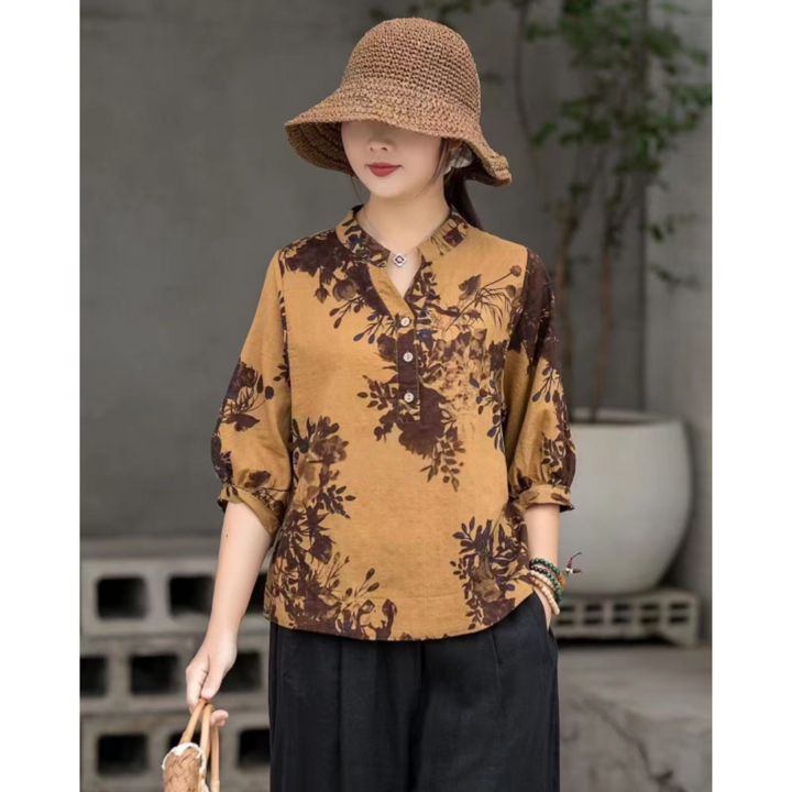 Die stilvolle Retro-Blumenbluse mit Knopfleiste für Damen wird Ihren einzigartigen Look unterstreichen