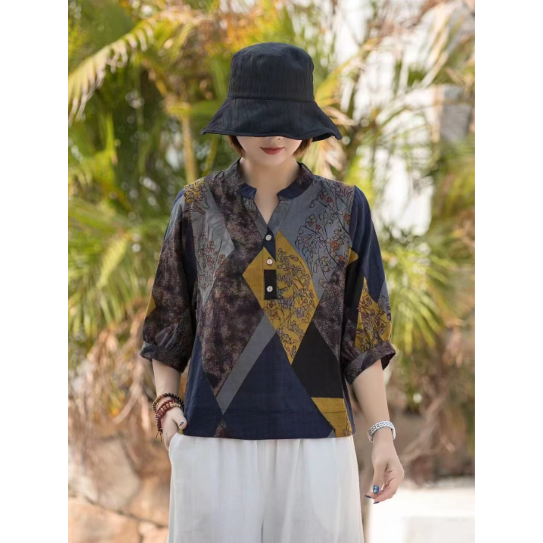 Die stilvolle Retro-Blumenbluse mit Knopfleiste für Damen wird Ihren einzigartigen Look unterstreichen
