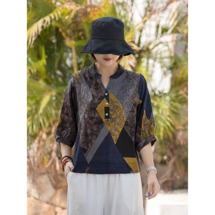 Die stilvolle Retro-Blumenbluse mit Knopfleiste für Damen wird Ihren einzigartigen Look unterstreichen