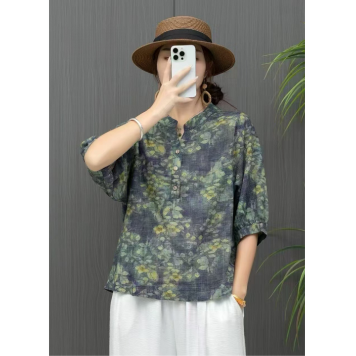 Die stilvolle Retro-Blumenbluse mit Knopfleiste für Damen wird Ihren einzigartigen Look unterstreichen