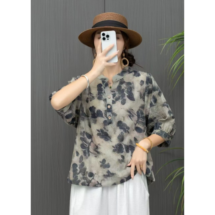 Die stilvolle Retro-Blumenbluse mit Knopfleiste für Damen wird Ihren einzigartigen Look unterstreichen