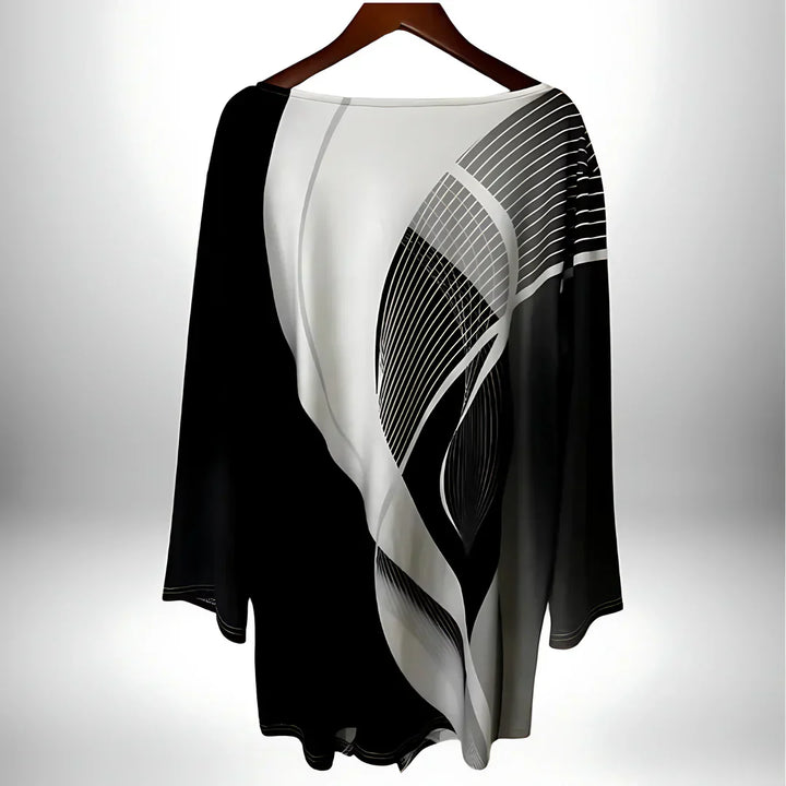 Elegantes geometrisches Langarm-Top für Damen - eine stilvolle und modische Option für jede Gelegenheit
