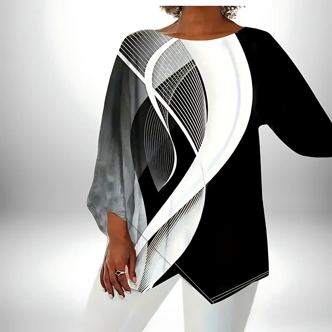 Elegantes geometrisches Langarm-Top für Damen - eine stilvolle und modische Option für jede Gelegenheit
