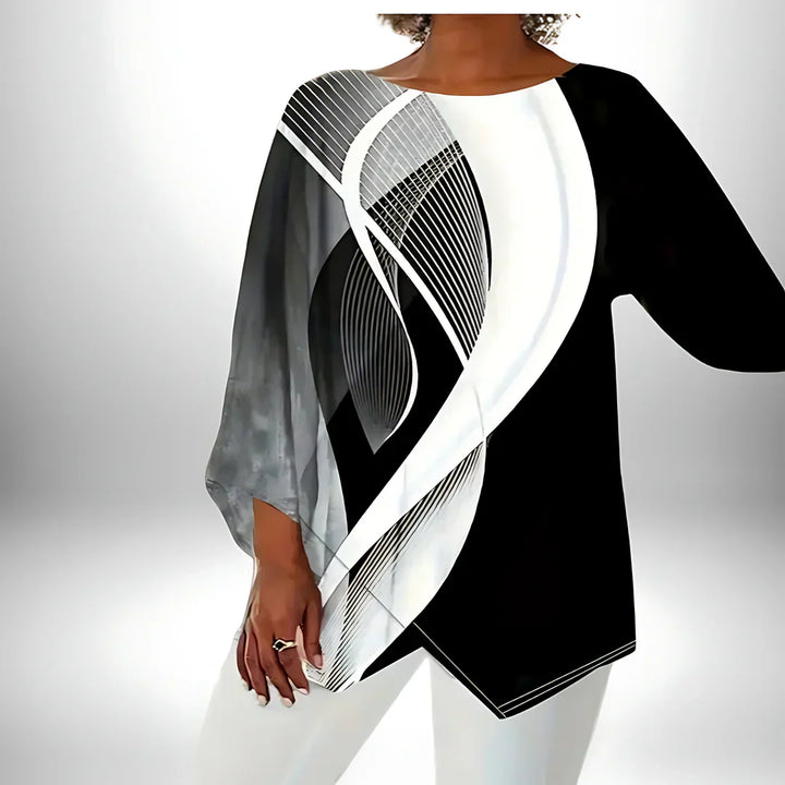 Elegantes geometrisches Langarm-Top für Damen - eine stilvolle und modische Option für jede Gelegenheit