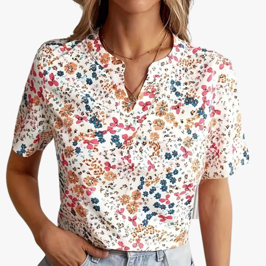 Stilvolle Damenbluse im Vintage-Look mit Blumenmuster - ein eleganter und modischer Look