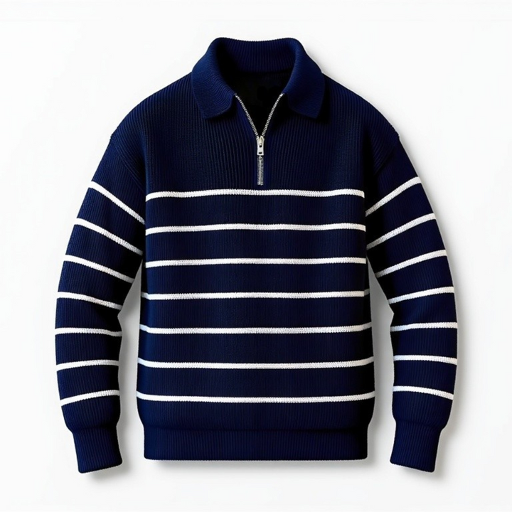 Eleganter Herrenstrickpullover mit klassischen Streifen aus hochwertiger Baumwolle - Komfort und Stil für den Alltag