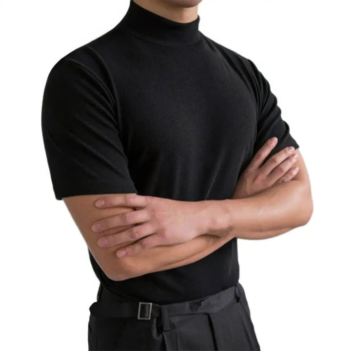 Atmungsaktives Kurzarm-Rollkragen-T-Shirt für Herren - Komfort und Stil für den Alltag