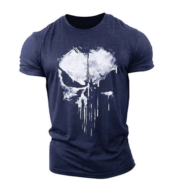 Elegantes Herren-T-Shirt mit auffälligem Totenkopf-Motiv