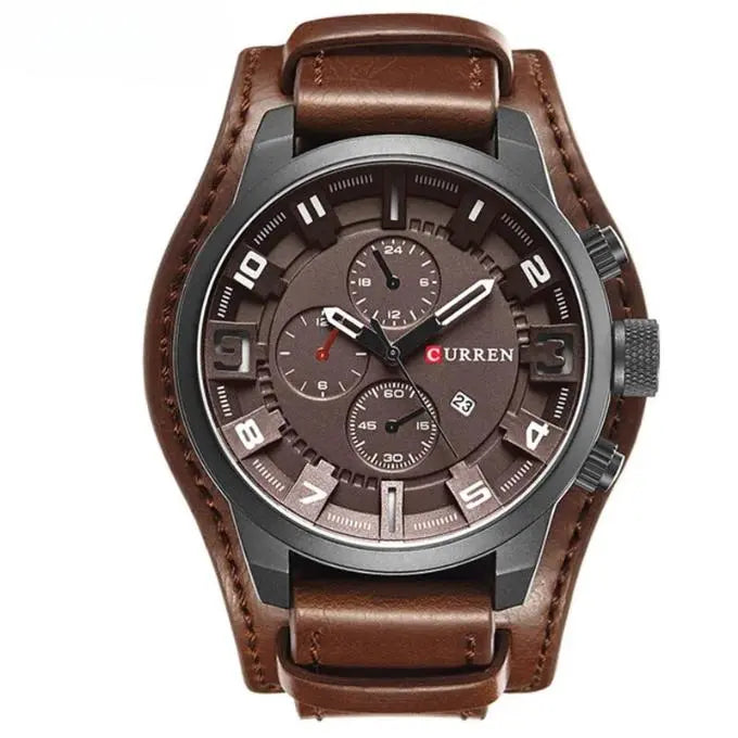 Stylowy męski skórzany zegarek z chronografem – idealny na każdą okazję