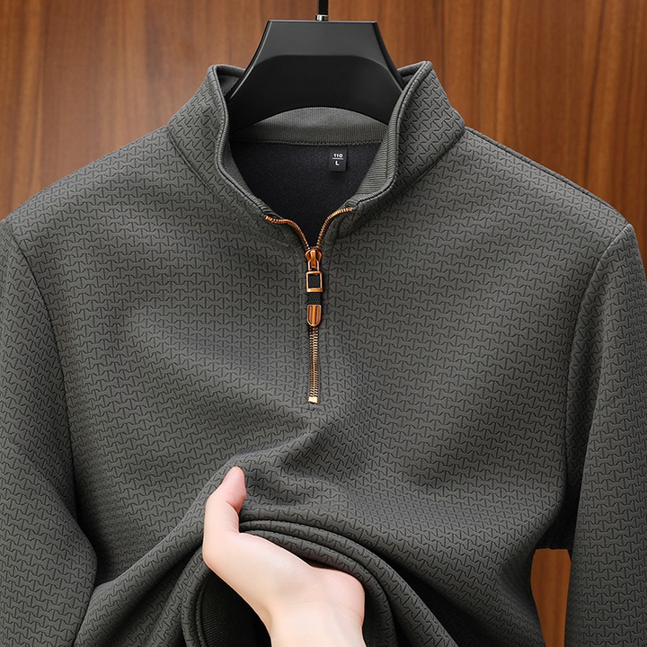 Modny męski sweter dzianinowy z zamkiem błyskawicznym dla eleganckiego looku