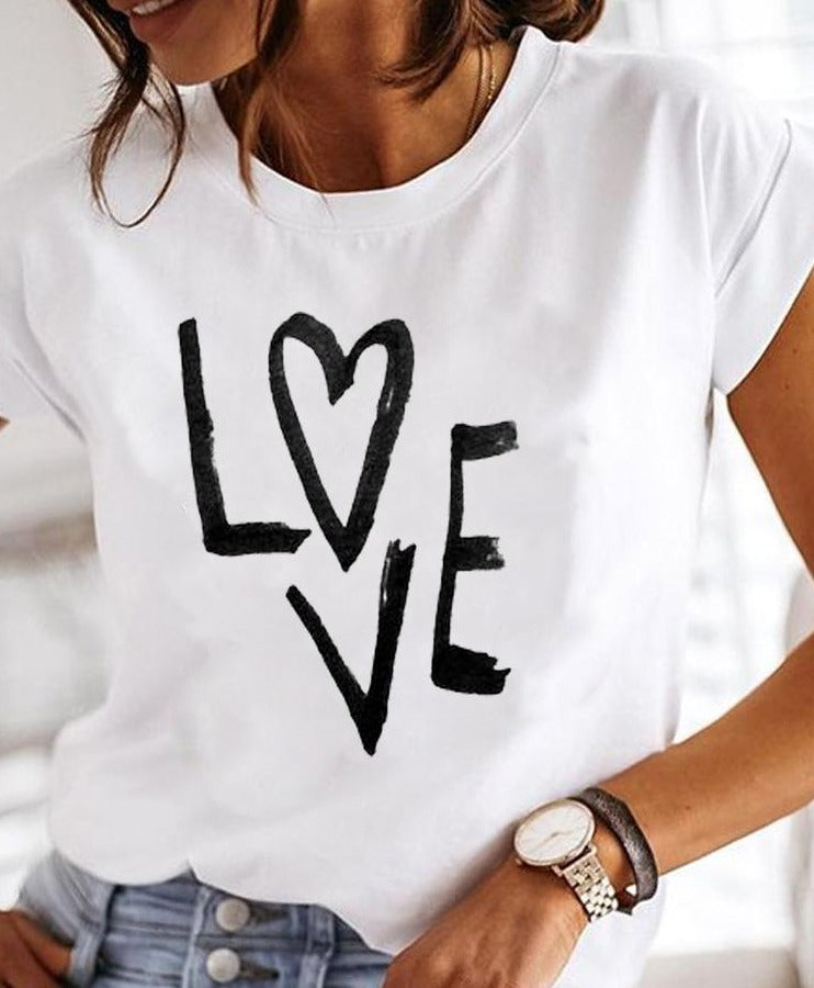 Modisches und bequemes Damen-Sommer-T-Shirt mit Rundhalsausschnitt in klassischem Weiß