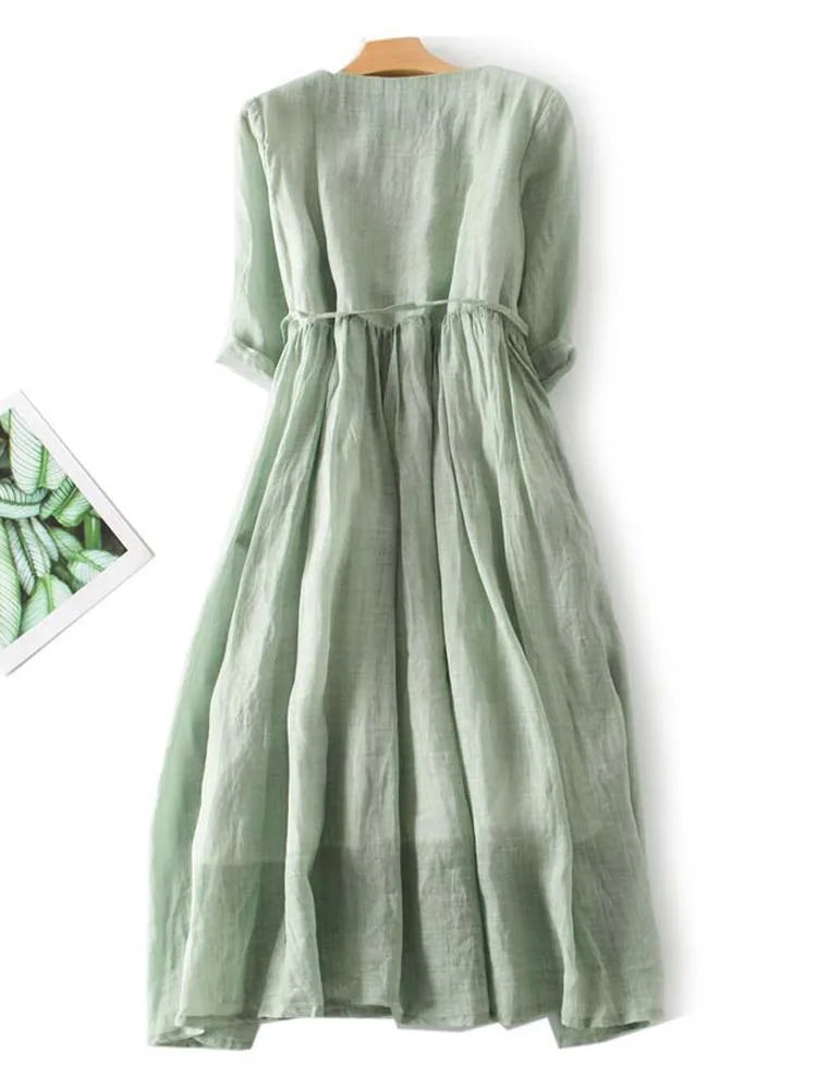 Amara™ Leinenkleid - klassische Eleganz für jeden Anlass