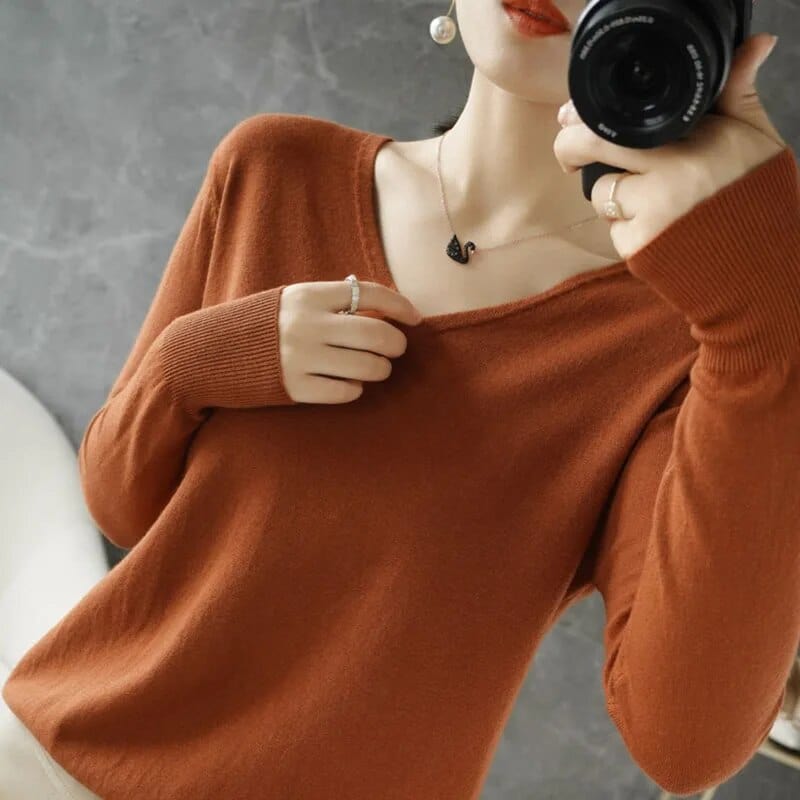 Eleganter Damenpulli mit modischem V-Ausschnitt