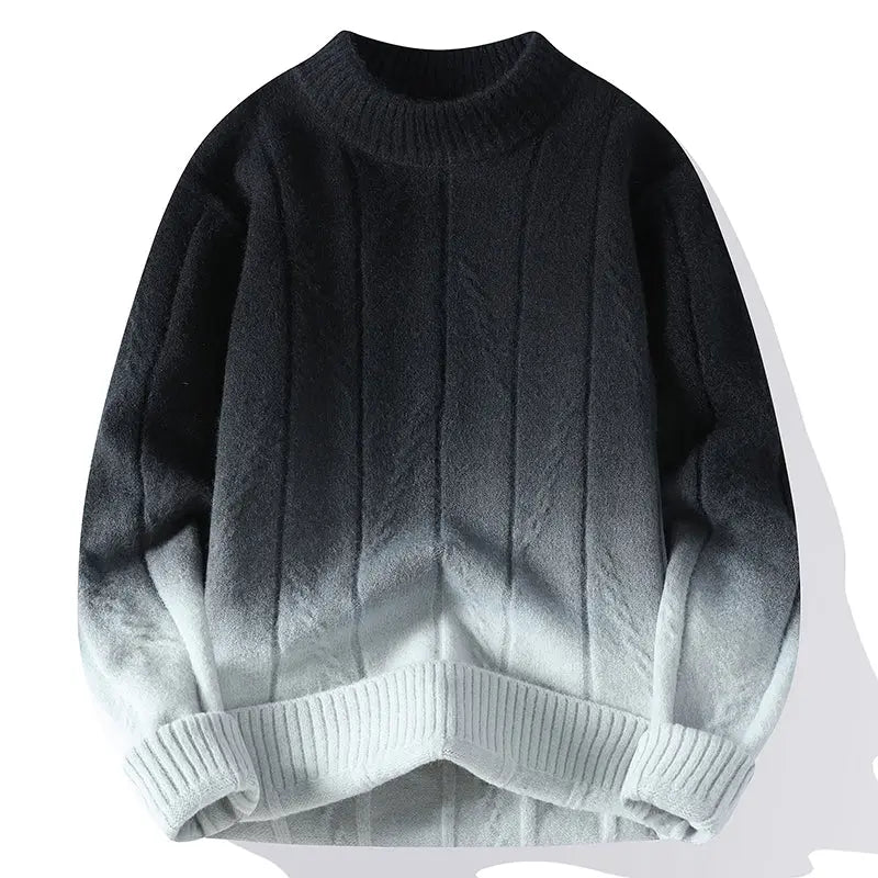 Stylowy elegancki męski sweter z dzianiny w modnym gradiencie kolorów