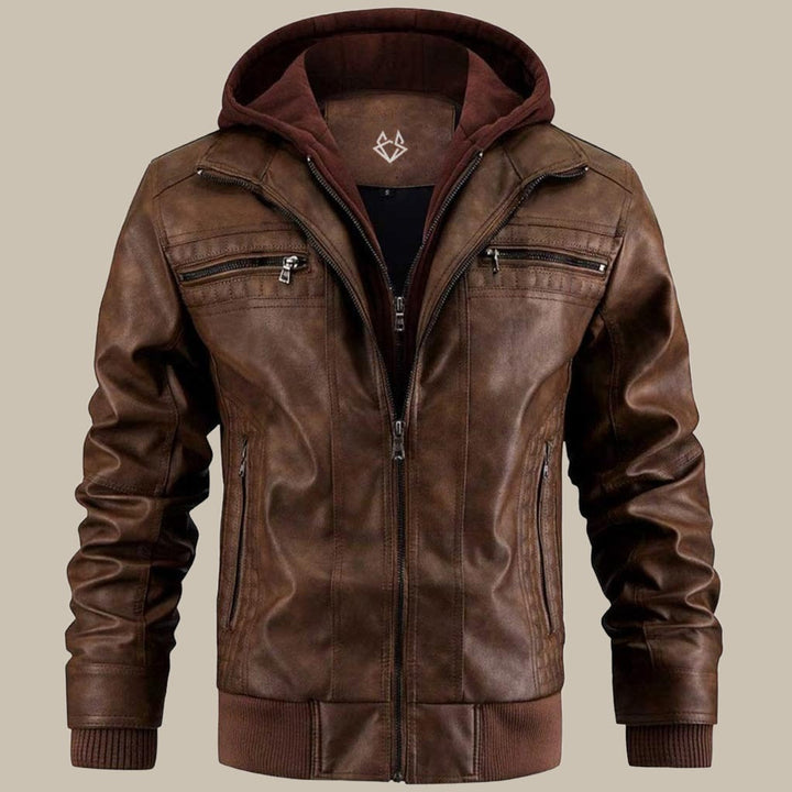 Hochwertige Herren-Bikerjacke mit Kapuze - eleganter und moderner Lederstil für einen einzigartigen Look