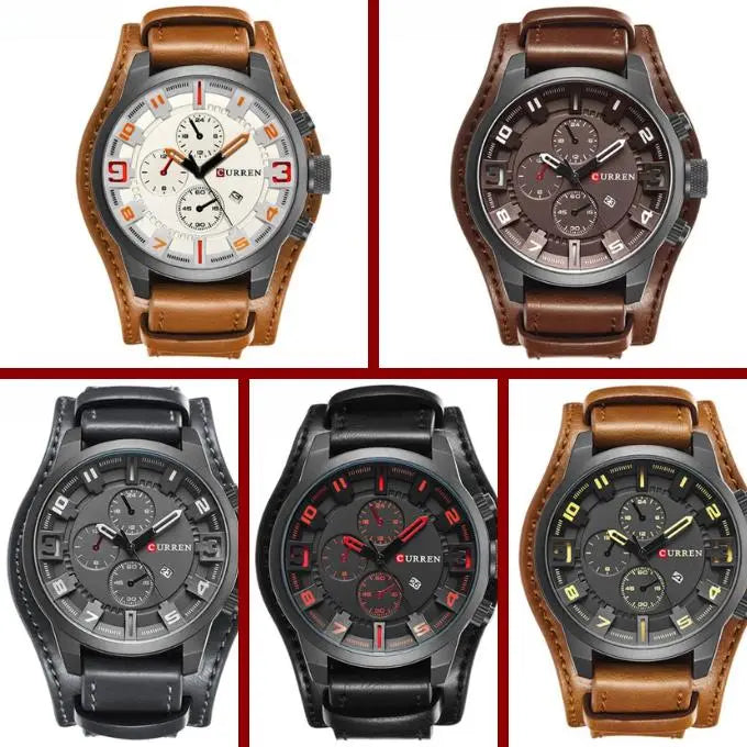 Stylowy męski skórzany zegarek z chronografem – idealny na każdą okazję