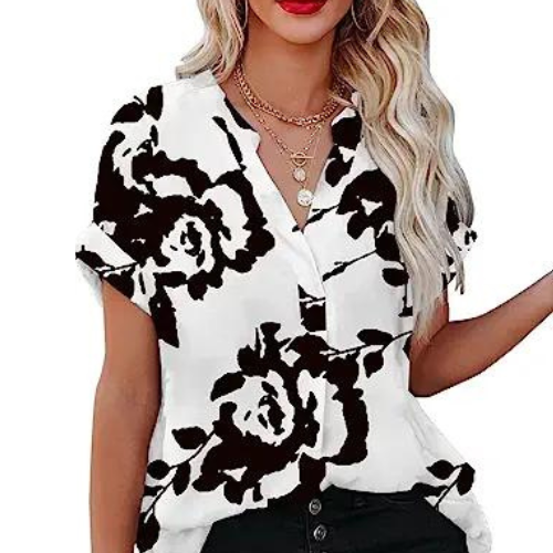 Modische kurzärmelige Chiffonbluse für Damen - Ein eleganter und bequemer Look für jede Gelegenheit