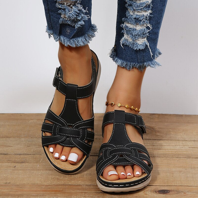 Bequeme Plateau-Wandersandalen für Damen - ideal für Outdoor-Aktivitäten mit orthopädischer Unterstützung
