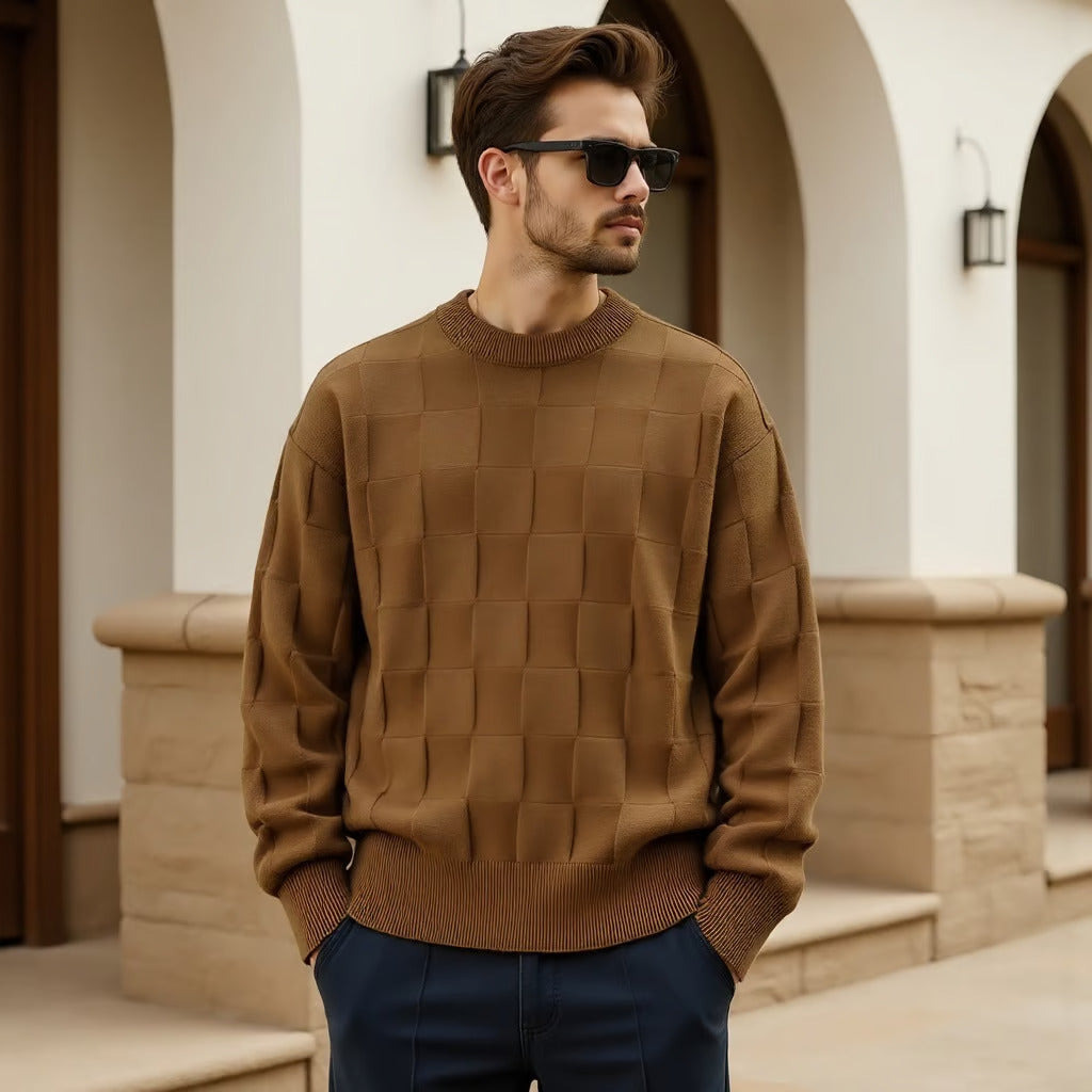 Stylowy męski sweter z dzianiny z wysokiej jakości bawełny - klasyczny i ponadczasowy design