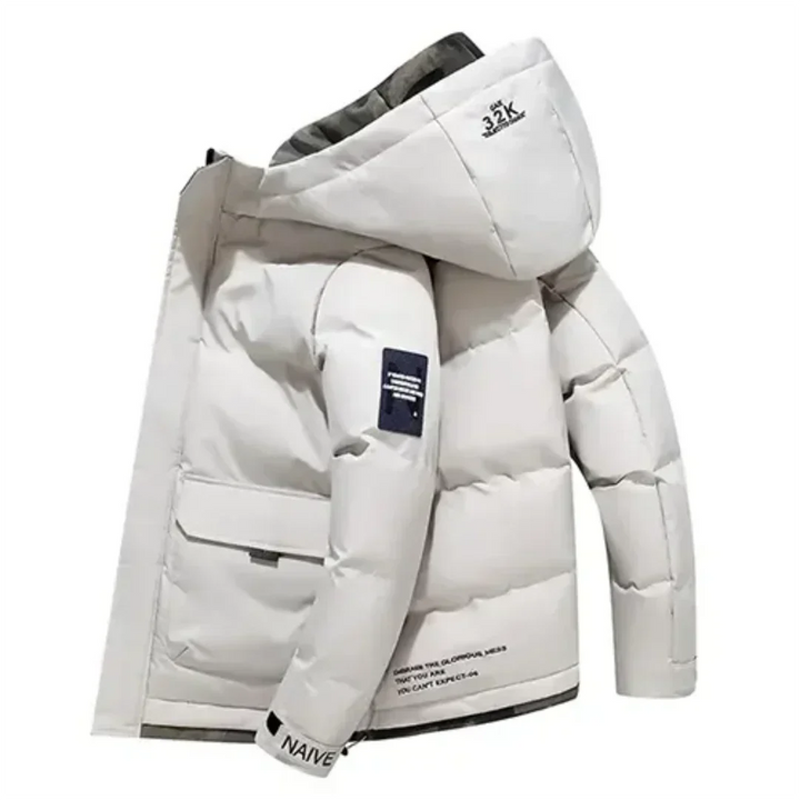 Herren-Steppwinterjacke mit Kapuze und funktioneller Fronttasche - ideal für kalte Tage