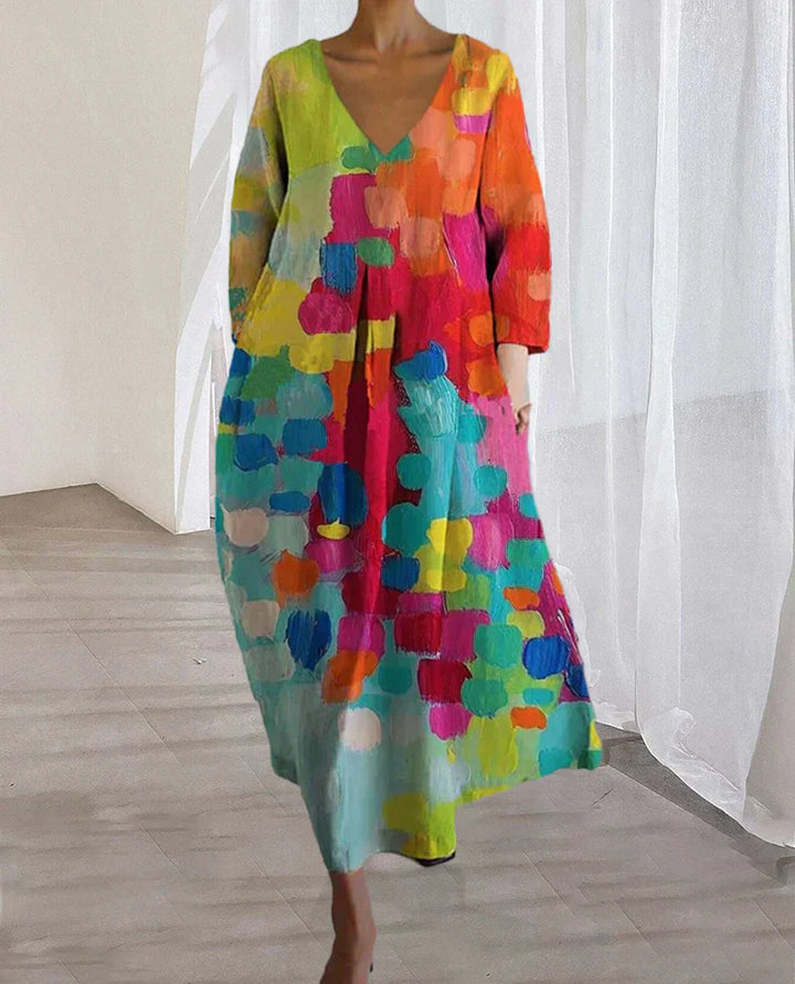 Modisches Damenkleid mit farbenfrohem Druck für einen einzigartigen Look
